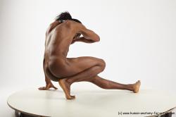 Underwear Gymnastic poses Man Black Athletic Black Dancing Dreadlocks Dynamic poses Academic